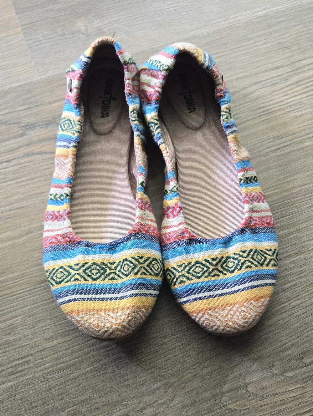 Minnetonka Multicolor Striped Canvas Ballet Flats